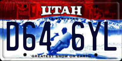 UT license plate D646YL