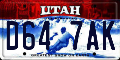 UT license plate D647AK