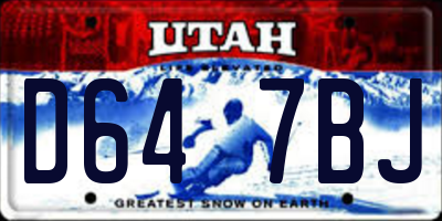 UT license plate D647BJ
