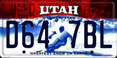 UT license plate D647BL