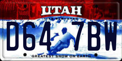 UT license plate D647BW