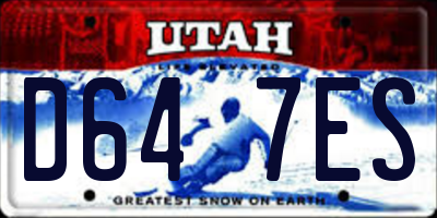 UT license plate D647ES