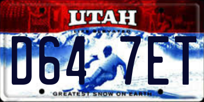 UT license plate D647ET