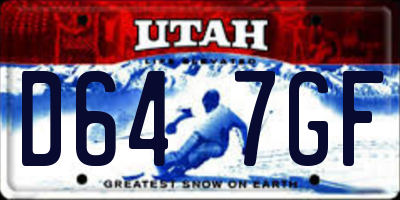 UT license plate D647GF