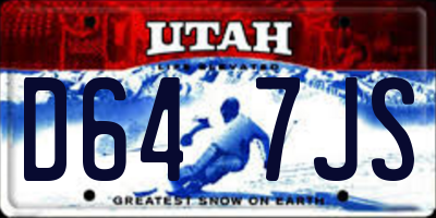 UT license plate D647JS