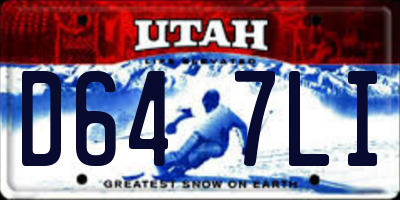 UT license plate D647LI