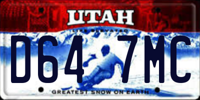 UT license plate D647MC