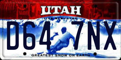 UT license plate D647NX