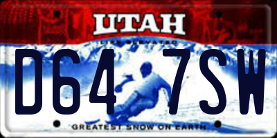 UT license plate D647SW