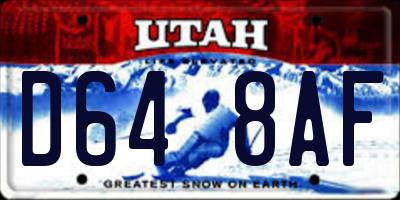 UT license plate D648AF