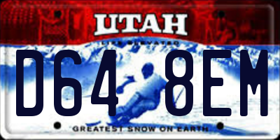 UT license plate D648EM