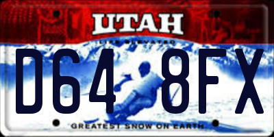 UT license plate D648FX