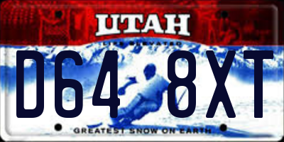 UT license plate D648XT