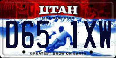 UT license plate D651XW