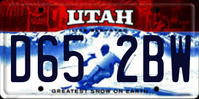 UT license plate D652BW