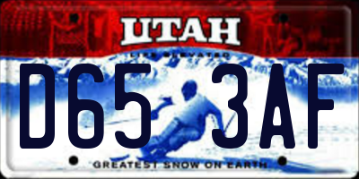 UT license plate D653AF