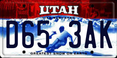 UT license plate D653AK