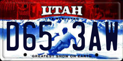 UT license plate D653AW