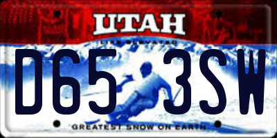 UT license plate D653SW