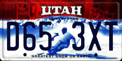 UT license plate D653XT