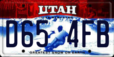 UT license plate D654FB