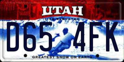 UT license plate D654FK