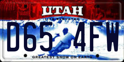 UT license plate D654FW