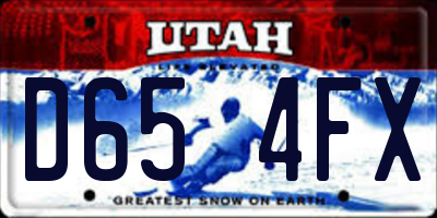 UT license plate D654FX