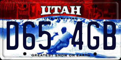 UT license plate D654GB