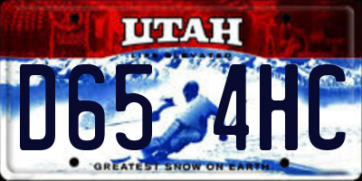 UT license plate D654HC