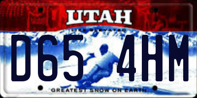 UT license plate D654HM