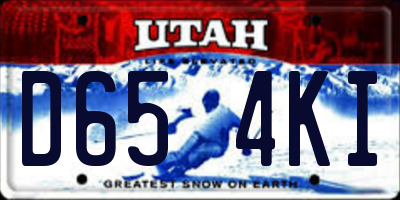 UT license plate D654KI
