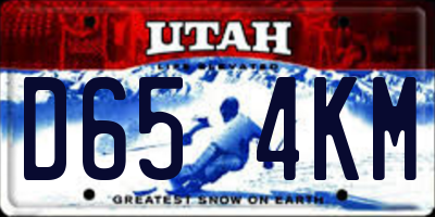 UT license plate D654KM