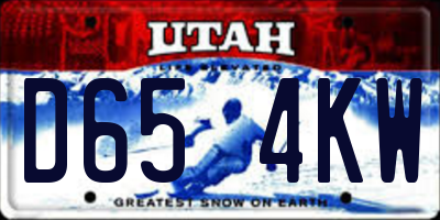 UT license plate D654KW