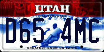 UT license plate D654MC