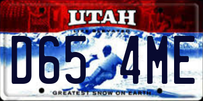 UT license plate D654ME