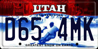 UT license plate D654MK