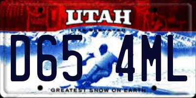 UT license plate D654ML