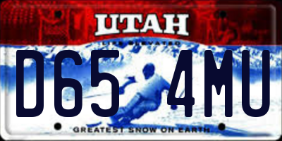 UT license plate D654MU