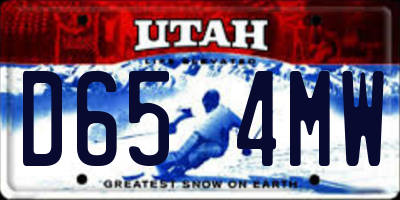 UT license plate D654MW