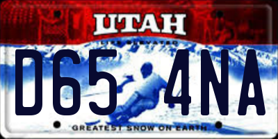 UT license plate D654NA