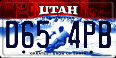 UT license plate D654PB