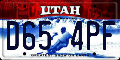 UT license plate D654PF