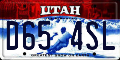 UT license plate D654SL