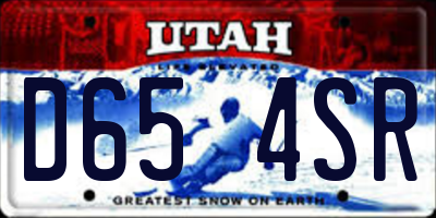 UT license plate D654SR