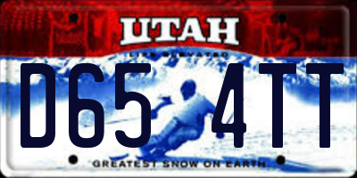 UT license plate D654TT