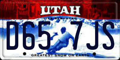 UT license plate D657JS