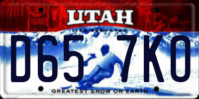 UT license plate D657KO