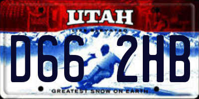 UT license plate D662HB