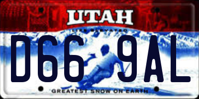 UT license plate D669AL